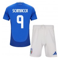 Taliansko Gianluca Scamacca #9 Domáci Detský futbalový dres ME 2024 Krátky Rukáv (+ trenírky)